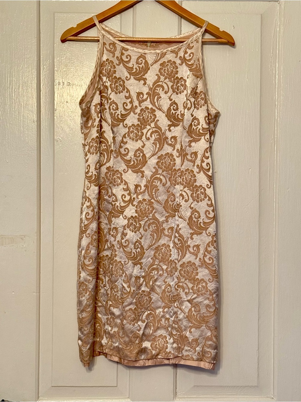 Vintage 90’s CDC Cream and Gold Floral Jacquard Mini Dress